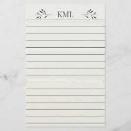 Elegant bladmonogram Personlig rad Brevpapper