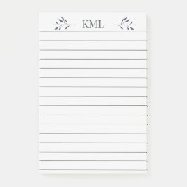 Elegant bladmonogram Personlig rad Post-it Block