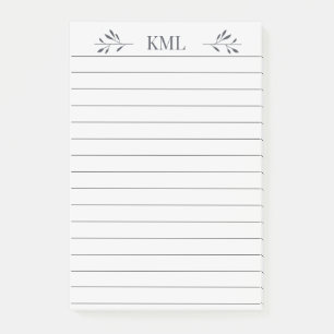 Elegant bladmonogram Personlig rad Post-it Block