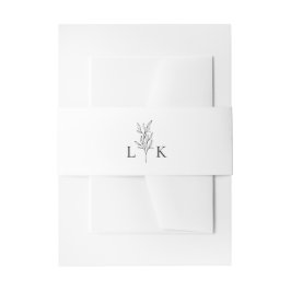 Elegant bladmonogram svart vit bröllop band för inbjudningskort
