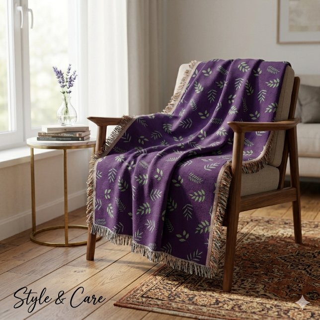 Elegant bladtryck fleece – mysig och stilren filt (Elegant Leaf Print Fleece – Cozy & Stylish Blanket)
