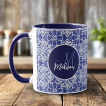 Elegant blågrå initial monogrampresent
