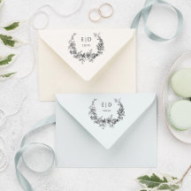 Elegant Blågraverad Blommigt Utandning med Monogra