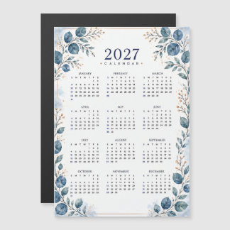 Elegant blågrön eukalyptus 2027 Magnetisk kalender