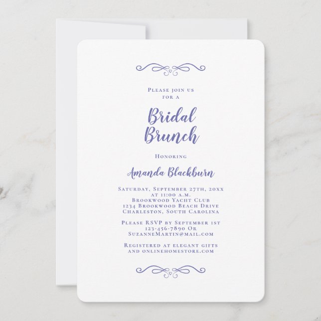 Elegant blågrön kalligrafi bröllopsbrunch  inbjudningar (Framsida)