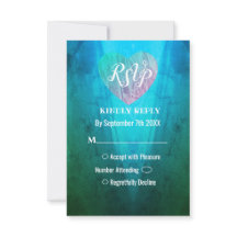 Elegant blågrön skymningsbröllops-RSVP-kort