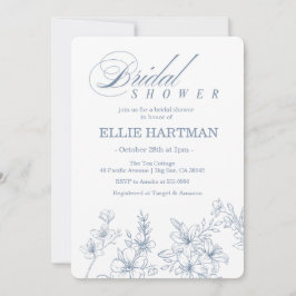 Elegant Blågrön Vildblomma Bröllopsdusch Inbjudningar