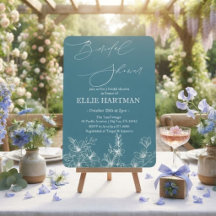 Elegant Blågrön Vildblomma Bröllopsdusch