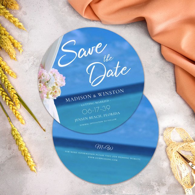 Elegant Blåhavssnäcka Sommar Spara datumkortet Inbjudningar (Skapare uppladdad)