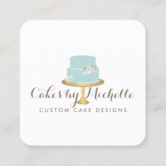 Elegant blåkummel med Blommigtar Kakadekoration Fyrkantigt Visitkort (Framsida)