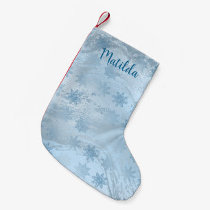Elegant (blåmarmor) glitter (snöflake) mönster liten julstrumpa