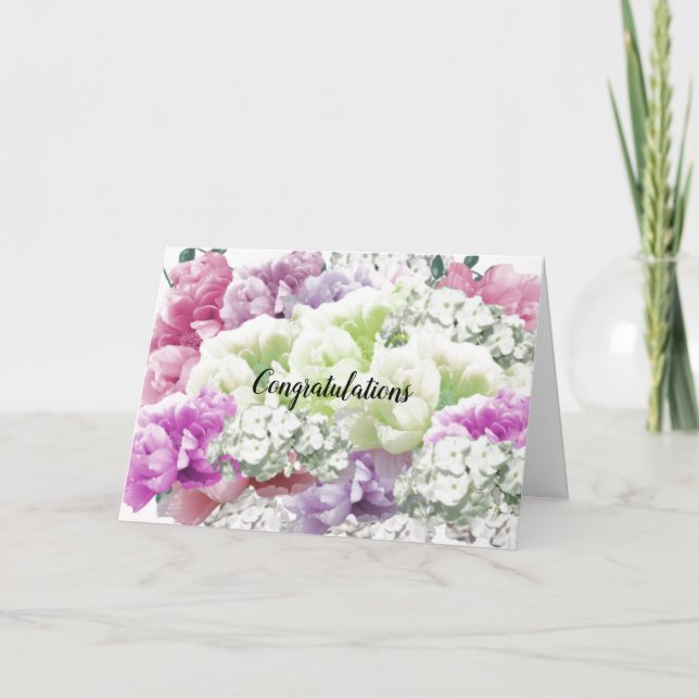 Elegant blandad bukett blomster gratulationskort kort (Framsida)