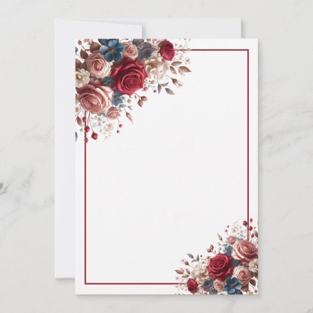 Elegant Blank Blommigt Bröllop Inbjudningar (Framsida)