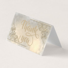 Elegant Blank Glänsande Guld Glittrig Tacksamhetsk Visitkort