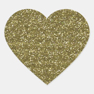 Elegant Blank Guld Glitter Sälar Hjärtformat Klistermärke