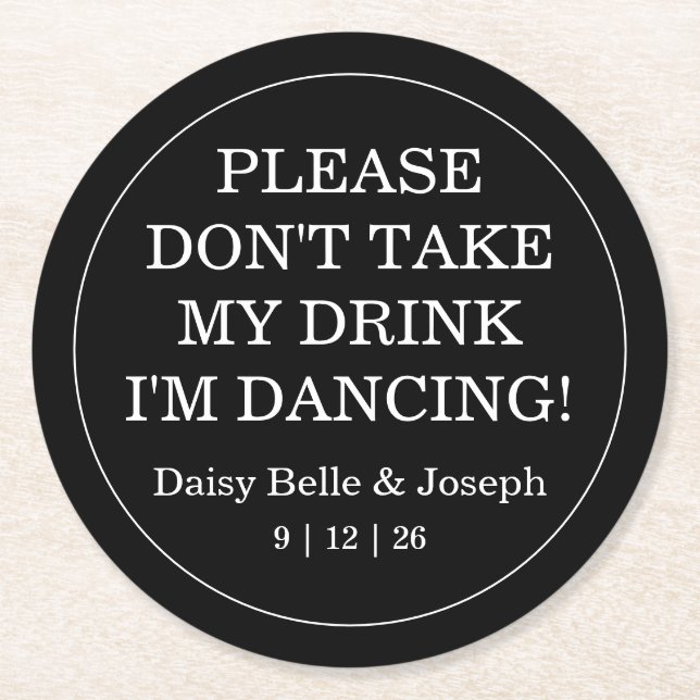 Elegant Blank och vit Bröllop Underlägg Papper Rund (Framsidan)