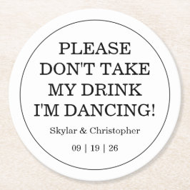 Elegant Blank och vit Bröllop Underlägg Papper Rund