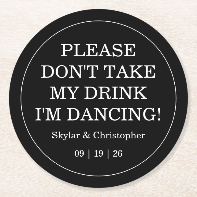 Elegant Blank & Vit Bröllop Underlägg Papper Rund (Framsidan)