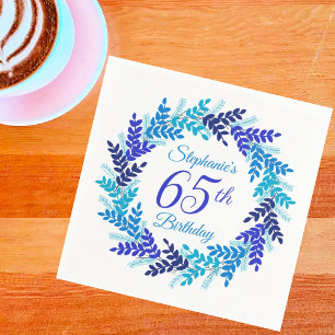 Elegant Blåskransens 65e Födelsedag Pappersservett
