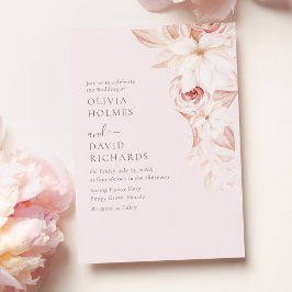 Elegant Blassrosa Rosor Bröllopsinbjudan Inbjudningar
