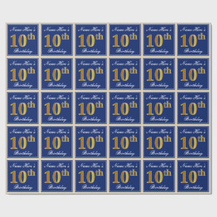 Elegant blått, 10th födelsedag för Fauxguld + N Presentpapper