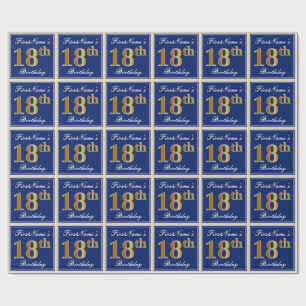 Elegant blått, 18th födelsedag för Fauxguld + N Presentpapper