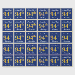 Elegant blått, 94th födelsedag för Fauxguld + N Presentpapper