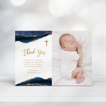 Elegant - blått agate med foto | Baptism