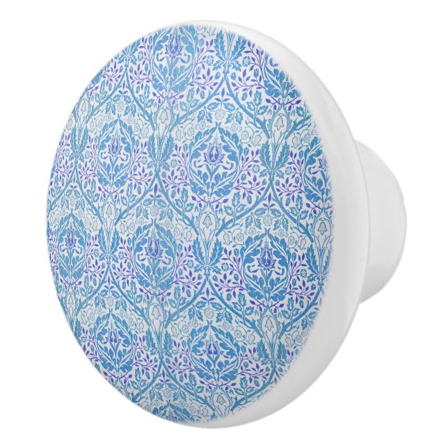 Elegant Blått Blommönster Knopp (Höger)