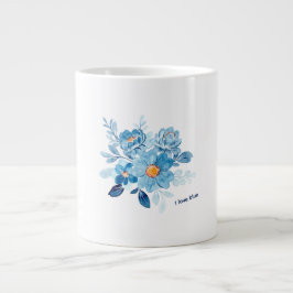 Elegant Blått Blomstermotiv i Akvarellteknik Speci Jumbo Mugg