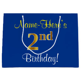 Elegant, blått, faux Guld 2:a födelsedagen; Anpass