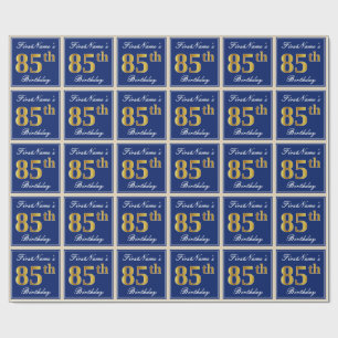 Elegant, blått, Faux Guld 85:e födelsedagen + Na Presentpapper