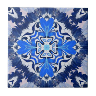 Elegant blått geometriskt mönster kakelplatta