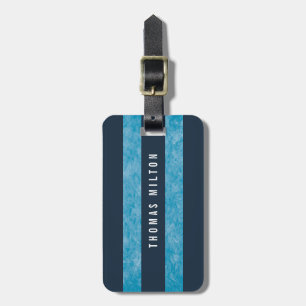 Elegant blått görar randig monogramen bagagebricka