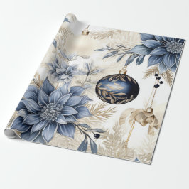 Elegant Blått & Guld Julpapper