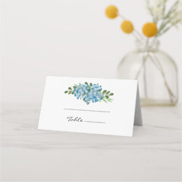 Elegant Blått Hydrangea Blommigt Bröllop Montering Placeringskort