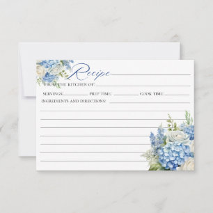 Elegant Blått Hydrangea Möhippa Recept Card Inbjudningar
