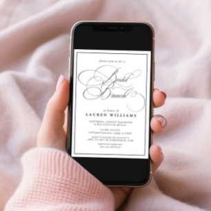 Elegant Blått kalligrafi Formell Möhippa Brunch Inbjudningar