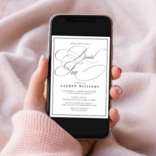 Elegant Blått kalligrafi Formell Möhippa Tea Inbjudningar