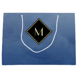 Elegant blått med enkelt Guld-monogram