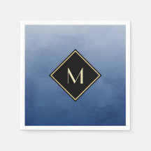 Elegant blått med enkelt Guld-monogram