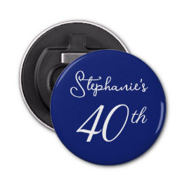 Elegant Blått Monogram 40:e födelsedag Party Flasköppnare