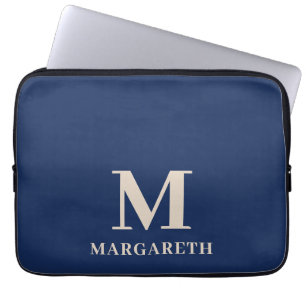 Elegant Blått Monogram Laptop sleeve