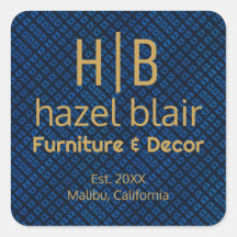 Elegant Blått Mönster | Guld Monogram Företagets L