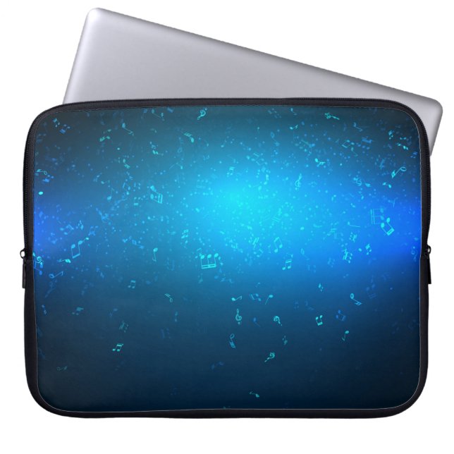 Elegant Blått Musik noter-bakgrund Laptop Fodral (Framsidan)