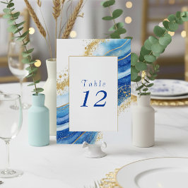 Elegant Blått och Guld fet Bordsnummer kort