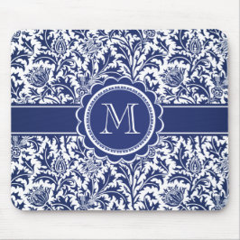 Elegant blått- och vitWilliam Morris blommigt Musmatta