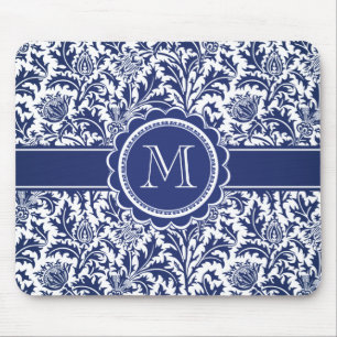 Elegant blått- och vitWilliam Morris blommigt Musmatta
