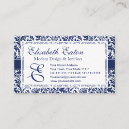 Elegant blått- och vitWilliam Morris blommigt Visitkort