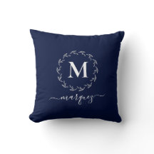 Elegant Blått Personlig Utandning Monogram